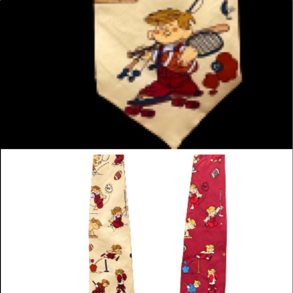 v i n t a g e 2 dennis the menace silk ties 1993